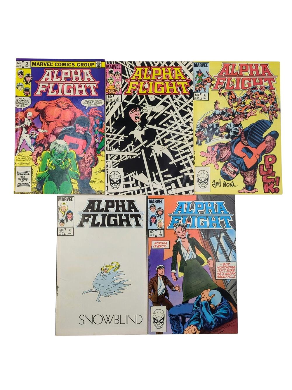 Alpha Flight 5 Issue Lot 2 3 5 6 7 Marvel Comics 1983 1984 Snowblind Bronze Age